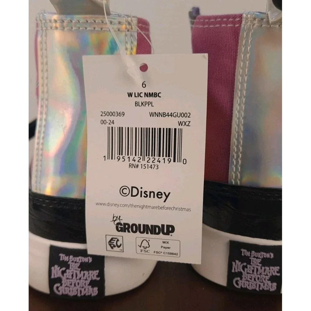 Disney The Nightmare Before Christmas Jack &‎ Sally High Top Shoes Size 6 NWT